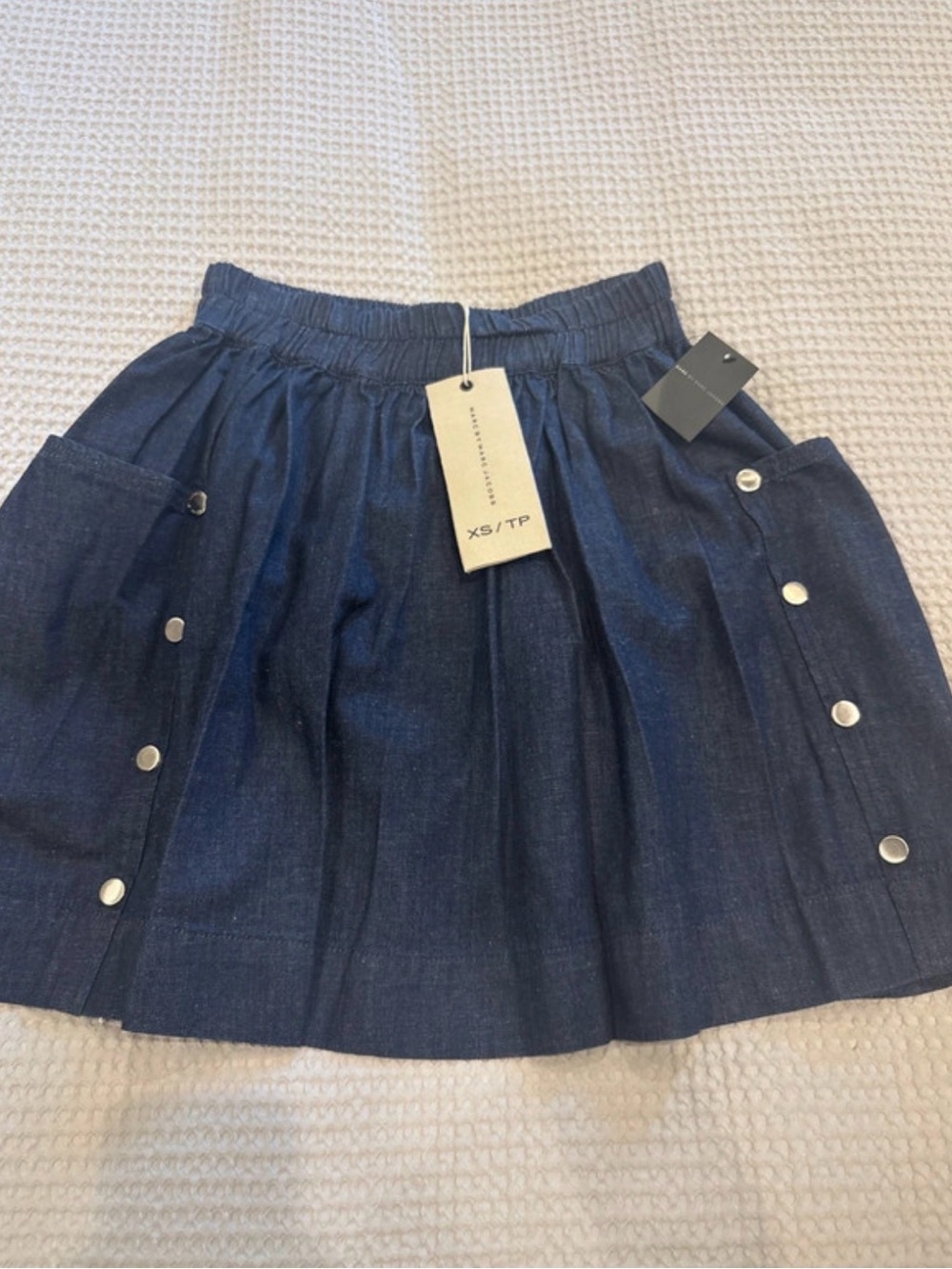 Marc by Marc Jacobs Dark Blue Denim Gathered Mini Skirt w pockets
